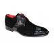 Fennix Italy "Landon" Black Genuine Italian Alligator Suede Leather Lace-Up Dress Shoes.